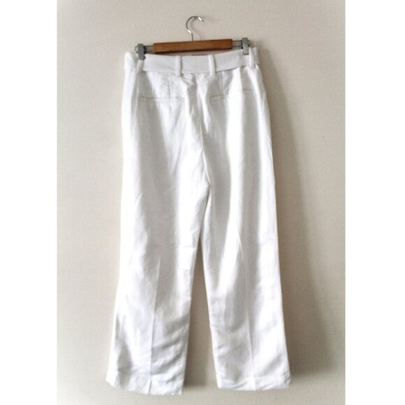 Club Monaco Belted Linen Blend Trouser 28" / Size 8 / White Work Career Pants - Picture 3 of 5
